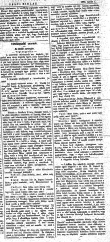 „Az izbéki zavargás. Végtárgyalás.” (Forrás: Pesti Hírlap, 1884. 04. 01., 12. o.)
